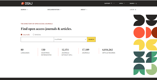 Contoh tampilan Directory of Open Access Journals (DOAJ) 2021