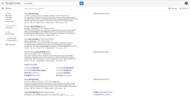 Contoh tampilan Google Scholar 2021