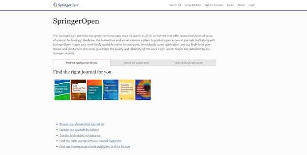 Contoh tampilan SpringerOpen 2021
