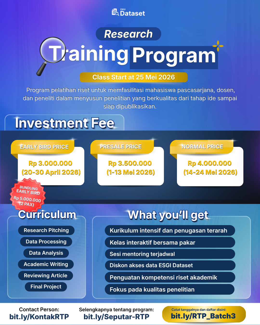 Esearch Program RESEARCH TRAINING PROGRAM BATCH 3 IS NOW OPEN‼️
